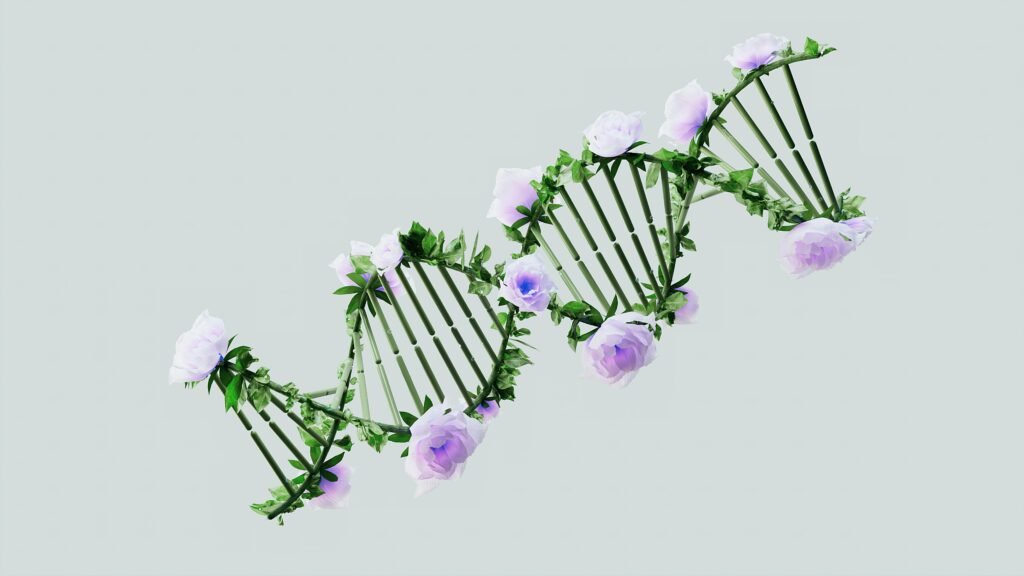 pexels photo 18069424 18069424 A creative representation of a DNA helix with blooming pastel roses, blending nature and science.